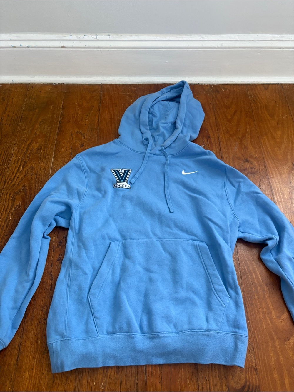 Nike Light Blue Hooded Sweatshirt with Villanova Soccer Patch